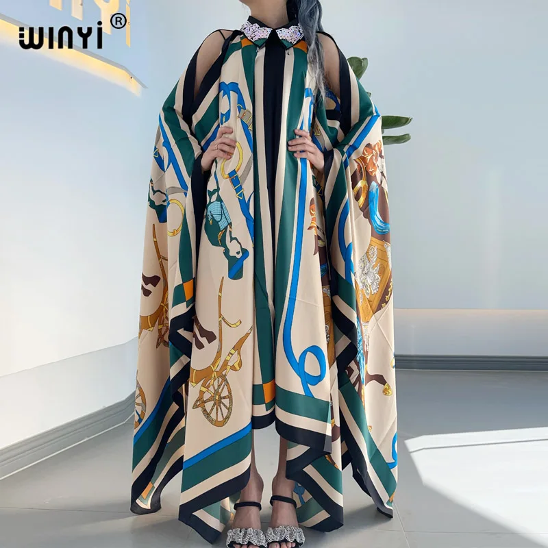 WINYI sukienka Mode Sommer kimono Kleid freie Größe frauen Halbe Hülse Floral Bedruckte Elegante Casual Urlaub Lose Kleider