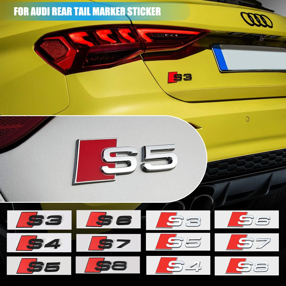 Emblema Adesivo ABS per Bagagliaio Posteriore Auto, Accessori Decorativi per Audi S3 S4 S5 S6 S7 S8 A4 B8 B6 B9 B7 C7 C6 C5 A3 8P 8V 8L A6