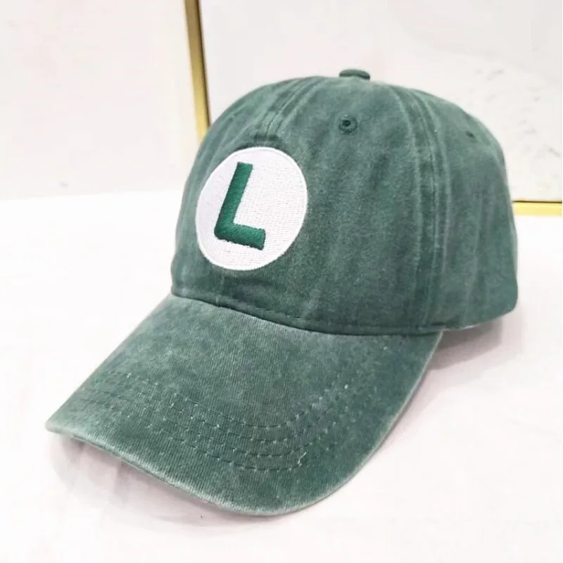 Vintage Washed Baseball Cap im Distressed Retro Game Style mit rotem M-Logo-Stick, verstellbare Dad Hat, Casual Streetwear, Unisex Geschenk