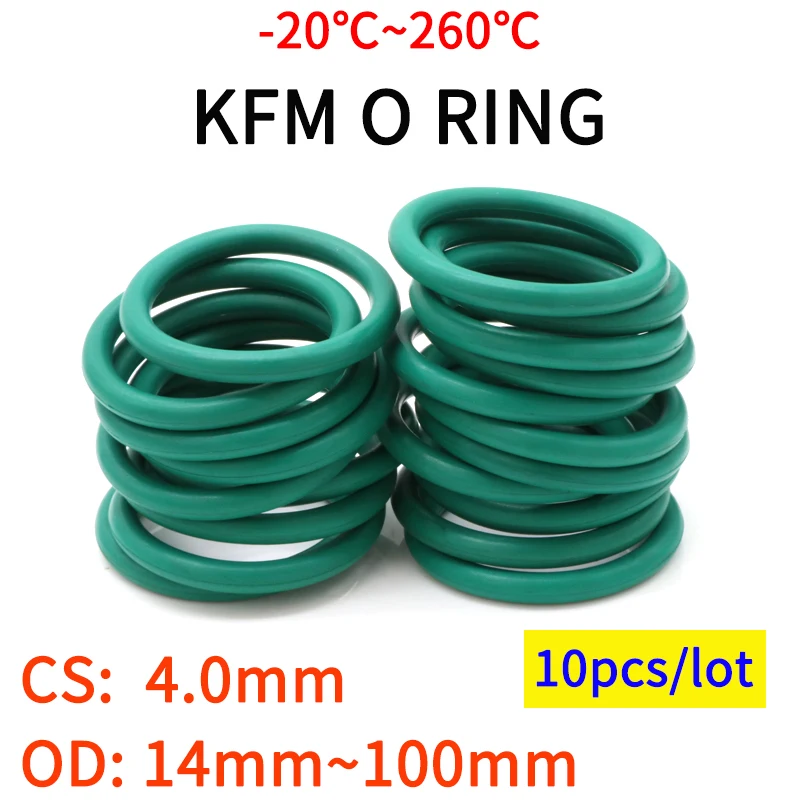 10 Stück CS 4,0 mm Außendurchmesser 14 ~ 100 mm Grün FKM Fluorkautschuk O-Ring-Dichtung Isolieröl Hochtemperaturbeständigkeit Grün Image