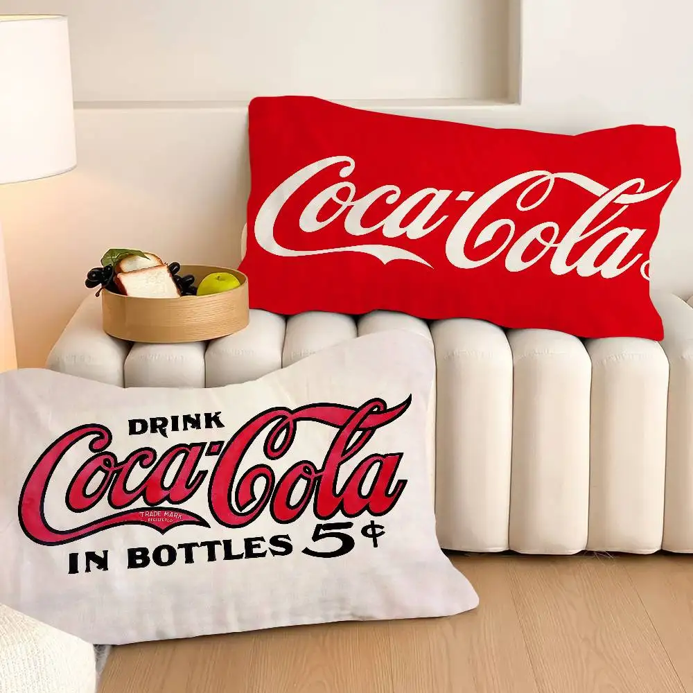 C-Coca C-cola Vintage-Logo-Kissenhandtuch aus Polyester, rutschfest, Cartoon-Stil, atmungsaktiv, waschbar, Kissenbezug für den Heimgebrauch