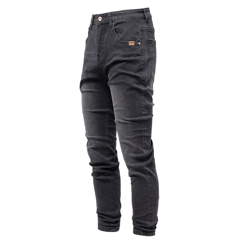 Herren Vintage Schwarz-Graue Skinny Jeans Hochwertige Stretch-Jeans mit Geraden Beinen Premium Denim-Hosen für Arbeit, Freizeit und Alltag Streetwear-Hosen Image