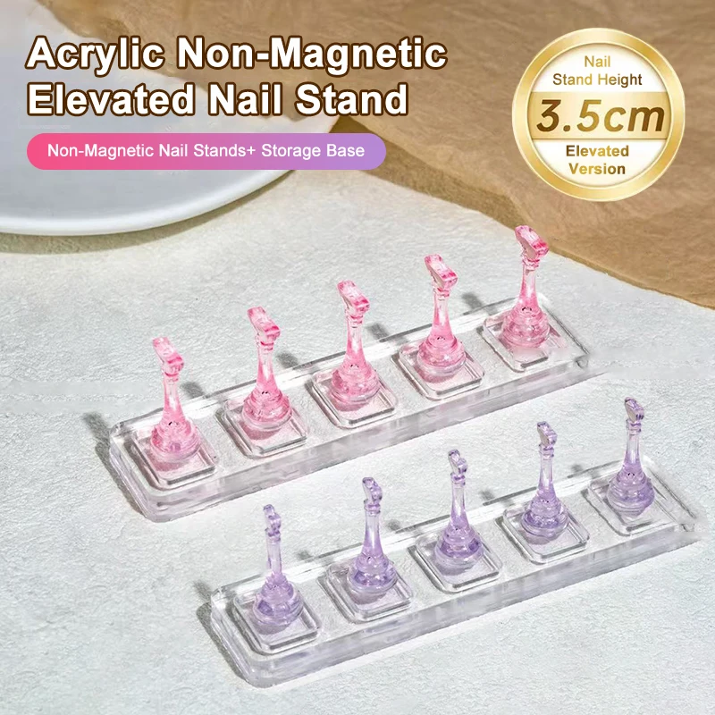 Neuer 5-Gitter-Acryl-Nagelständer, nicht-magnetisch, für künstliche Nägel, Tipps, Cat-Eye-Gel, Press-On-Nägel, Präsentationsständer, Übungsständer Image