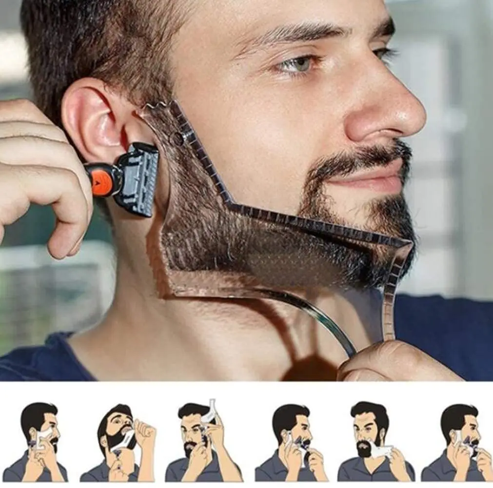 Männer Bart Styling Vorlage Schablone Bart CombTool Doppelseitige Bart Gestaltung Kamm Rasieren Haar Entfernung Rasiermesser Werkzeug für Männer Image