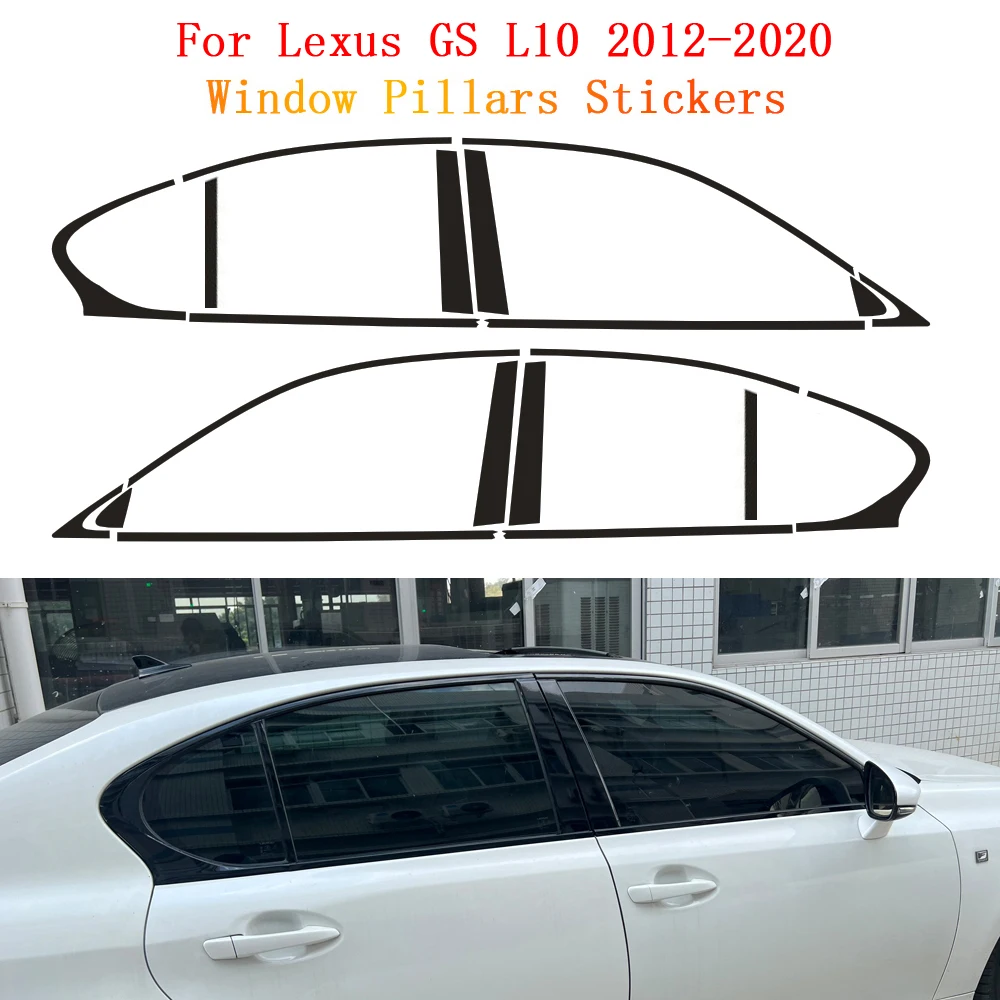 Glänzend schwarzer PVC-Autofenster-Dekorstreifen-Aufkleber für Lexus GS L10 2012-2020 Außenschutz-Zubehör. Image
