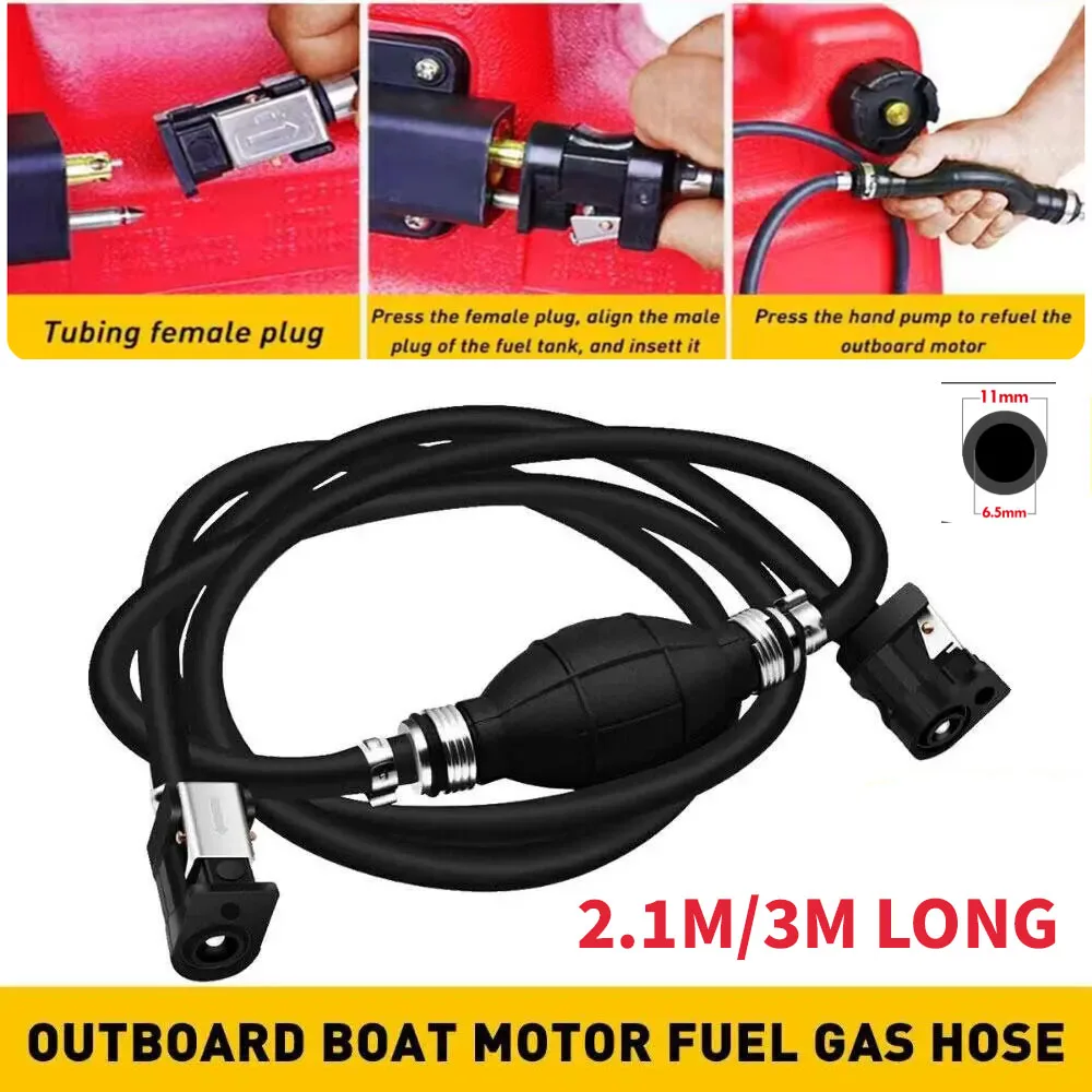 Für Yamaha Außenbordmotor 2,1 m 3 m Kraftstoffleitung Montage 1/4 Zoll 6 mm Gasschlauchanschluss Primerbirne Motor Boot Rohr Marine Motor Teil