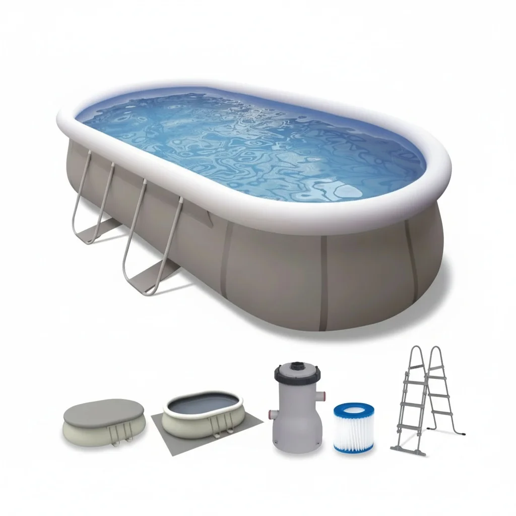 Ovaler Stahlrahmenpool, 5m x 3,05m x 1,22m, strapazierfähiger PVC-Aufstellpool mit 800-Gallonen-Sandpumpe, Familien-Gartenpool Image