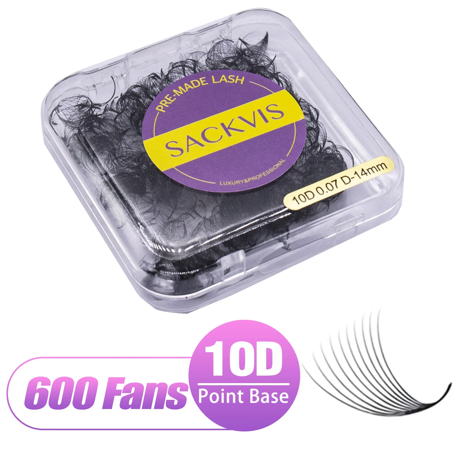 Sackvis Lashes 600 Fächerwimpern 10D/15D/20D Vorgefertigte Fächer D-Curl Lose Volumen-Wimpernfächer Vorgefertigte Wimpernverlängerung 8-15mm Image