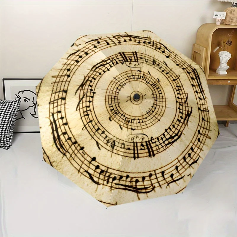 Music Note t Faltbarer Regenschirm mit 8 Eisenrahmen, automatisches Öffnungsdesign, geeignet für den Außenbereich, passend zu modischen Accessoires