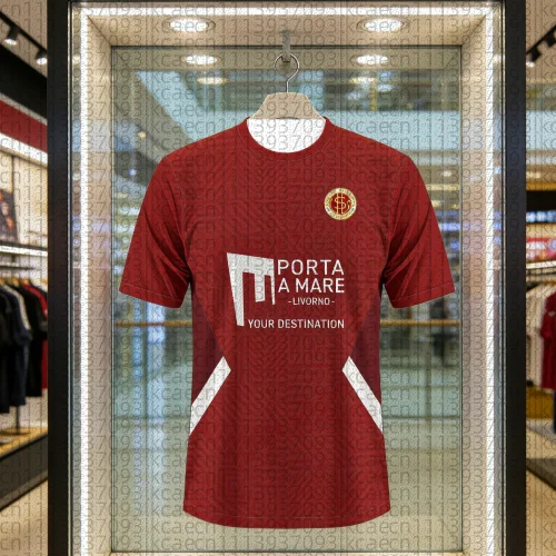 Maillot de football 2026 AS Livorno – Tenue domicile imprimée en 3D – T-shirt athleisure adulte – Vêtement de plage léger et doux à séchage rapide pour toute la famille – Édition été