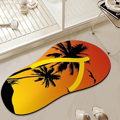 1 Stück Badematte, weiche Badematte, saugfähige Premium-Badematte in Pantoffelform, rutschfeste und komfortable Badematte für Badezimmerboden, Waschbecken, Badewanne, Duschraum, Frühlingsdekoration Image