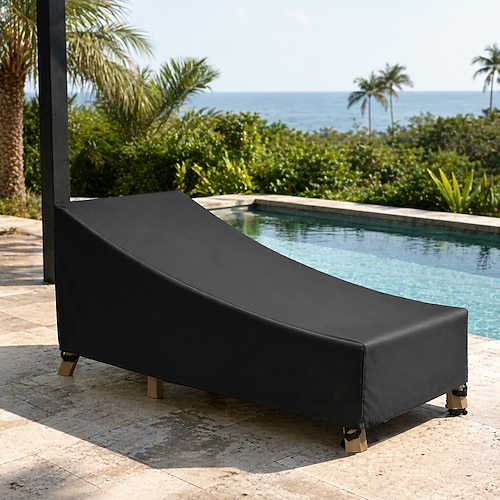 Terrassen-Chaiselongue-Abdeckung, wasserdichte Sonnenliege-Abdeckung, 210D-Terrassenmöbel-Abdeckung, strapazierfähige Outdoor-Chaiselongue-Abdeckungen, wasserabweisende, UV- und staubdichte Gartenmöbelabdeckung Image
