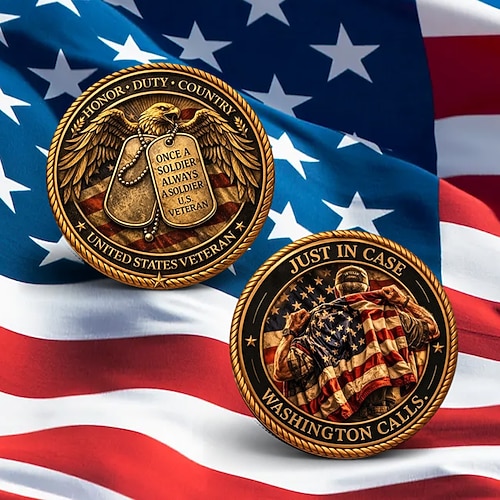 Gedenkmünze für US-Veteranen, Ehre und Pflicht gegenüber dem Vaterland, patriotisches Sammlerstück, Hommage an US-Soldaten, inspirierendes Geschenk für Veteranen und ihre Familien Image