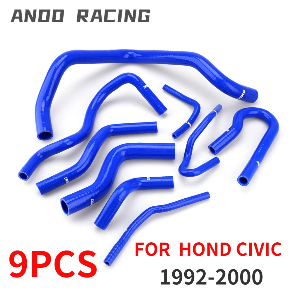 Kit 9 Pezzi Tubi Flessibili in Silicone per Radiatore per HONDA Civic 1992 1993 1994 1995-1999 2000 D15 D16 EG EK Blu Auto