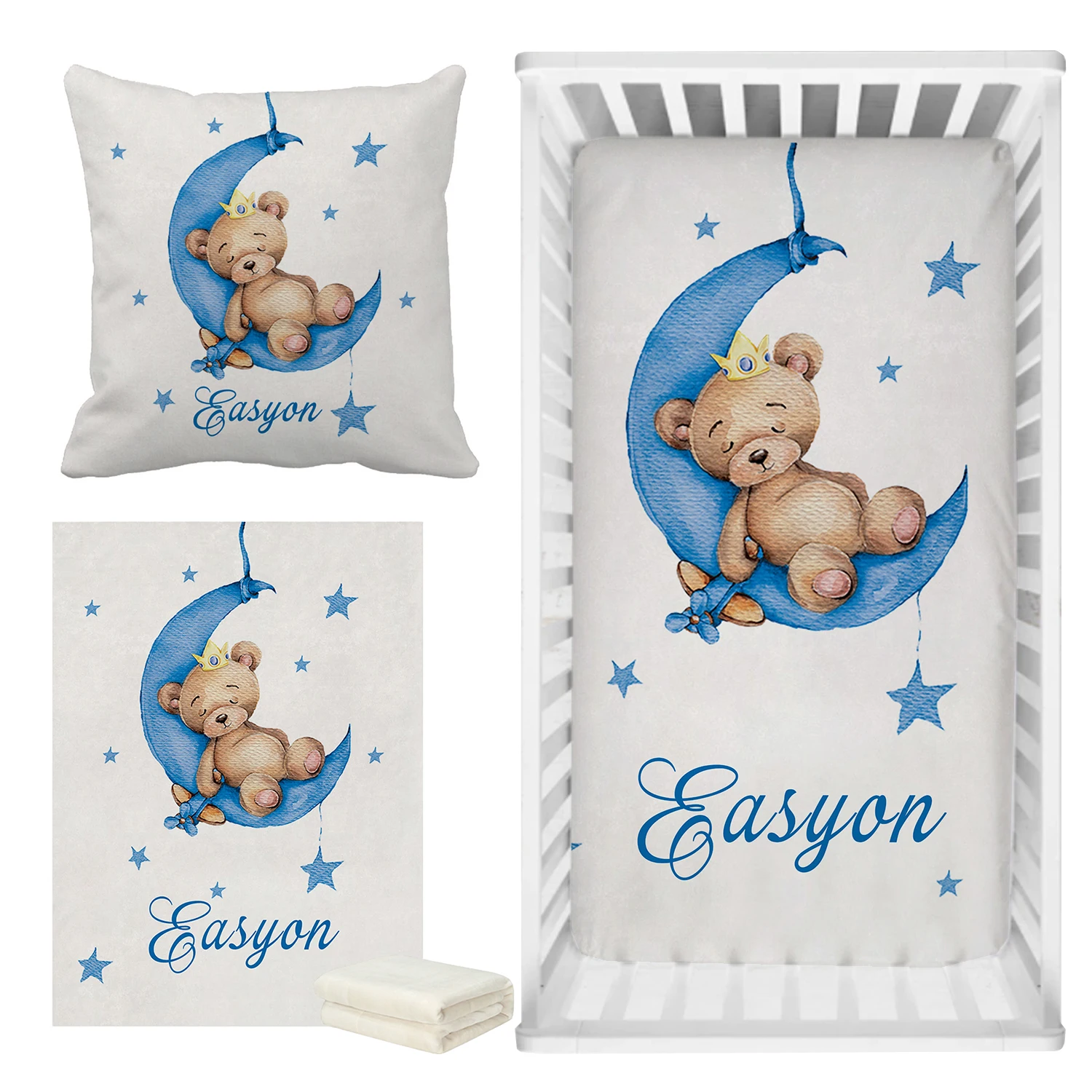 Ensemble de literie pour lit bébé LVYZIHO personnalisé avec le nom de l