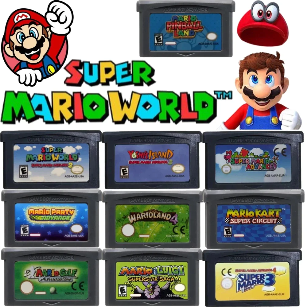 USA/EUR 32 Bit GBA Game Cartridge Mario Series Video Game Console Card Super Mario Bros ADVANCE Wario Land4 Golf Mario Kart