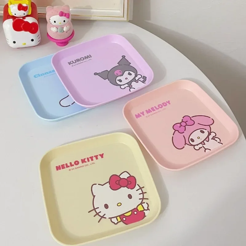 Hello Kitty, Kuromi, Yugui Dog, peripheral household cartoon cute children's fruit plates, dinner plates, snack saucers