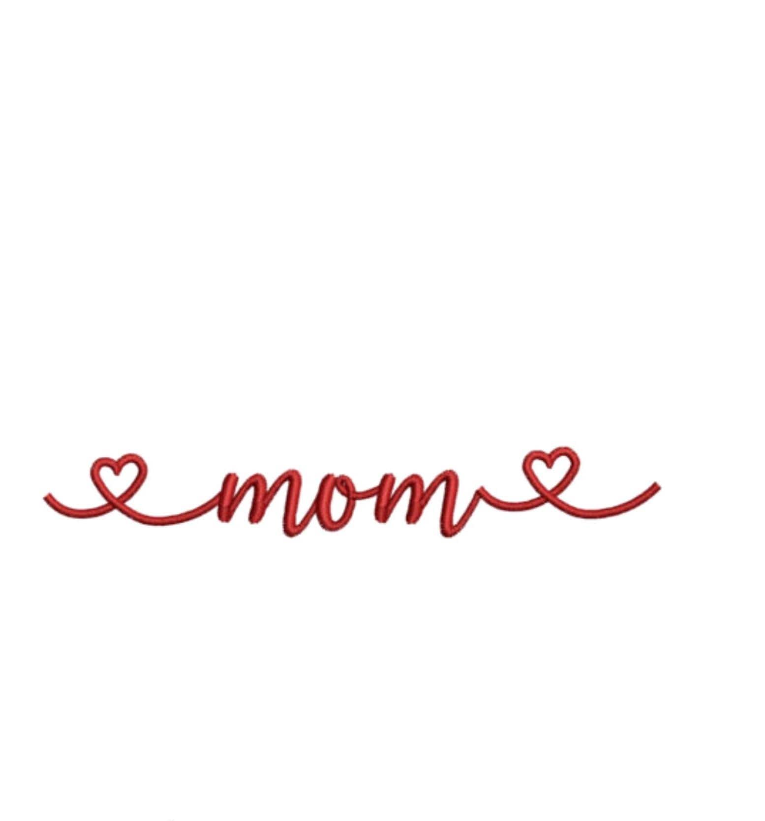 "Disegno da ricamo \"Mamma con cuori\"/ 5 misure/ Disegno da ricamo a macchina \"Mamma\"/ Disegni da ricamo/ Ricamo a macchina/ Motivi da ricamo"