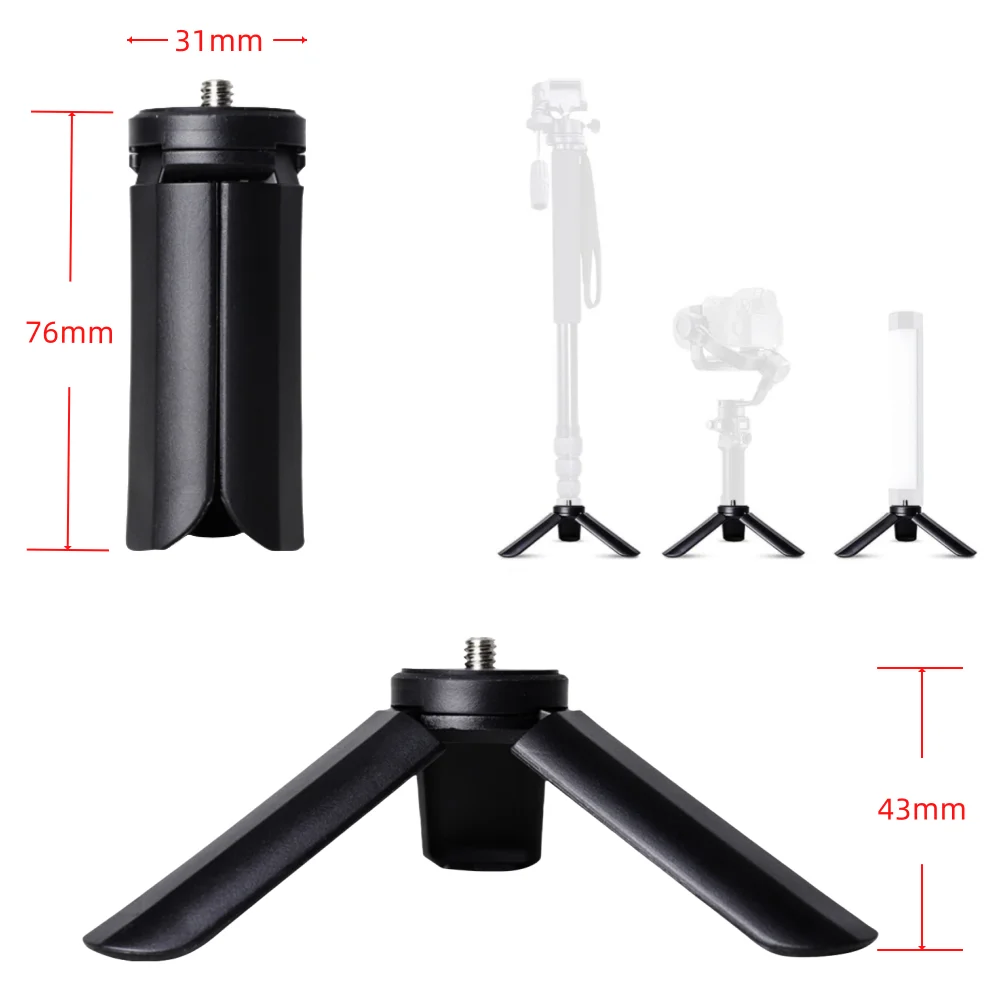 Tragbares Mini-Tischstativ, Schreibtischstativ mit 1/4 Zoll Schraube für Gopro-Kamera, Video, Vlog, Griff, Panel, Ringlicht, Telefon, Gimbal Image