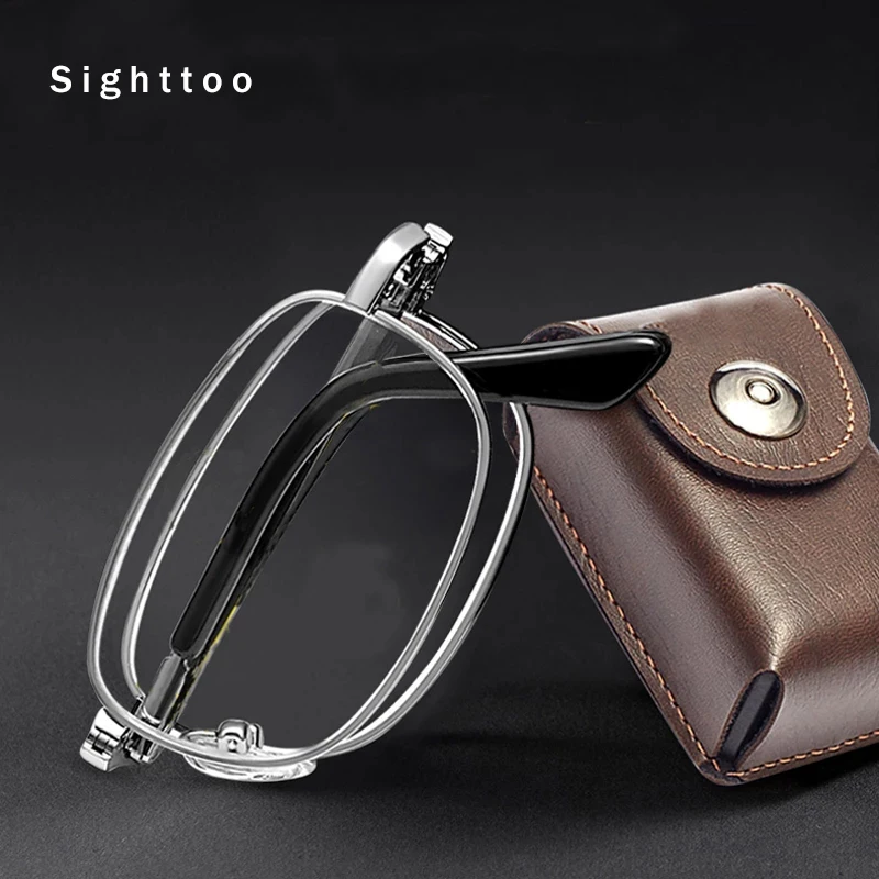 Sighttoo Klappbare quadratische Lesebrille für Männer und Frauen, tragbare Brillen +50 +75 +275 +350 +400 +450 +500 +550 +600 Image