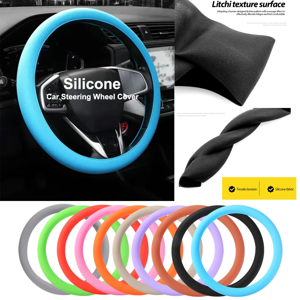 Silikon Auto Lenkrad Abdeckung Elastische Schutzhülle Multi Farbe Auto innen Silica Gel Dekoration Abdeckungen Für Männer Frauen Image
