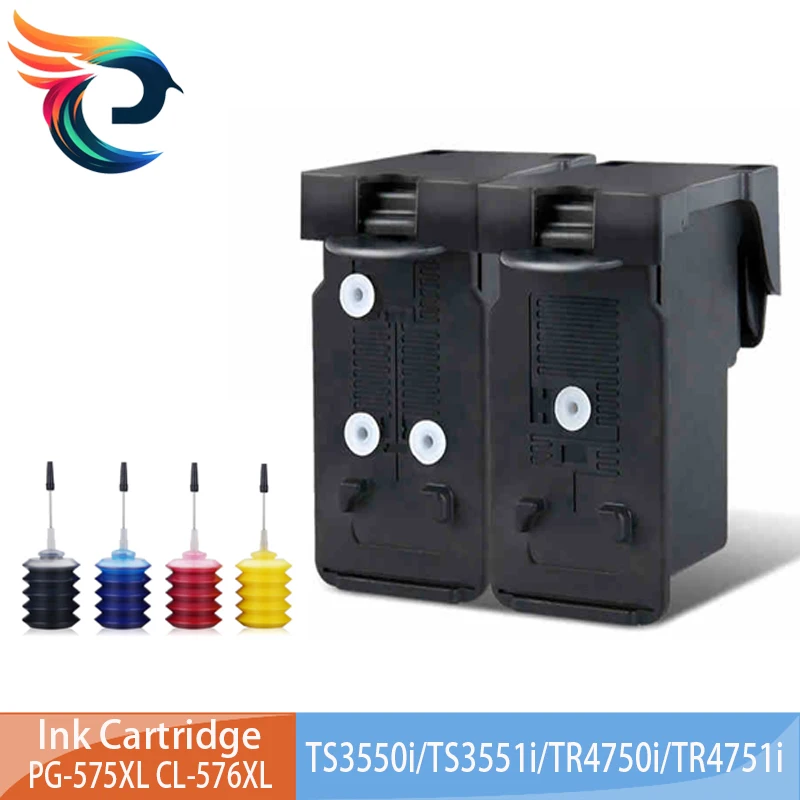 PG-575XL CL-576XL PG575 CL576 575 XL 576 XL Wiederaufbereitete Tintenpatrone für Canon PIXMA TS3550i TS3551i TR4750i TR4751i Drucker Image