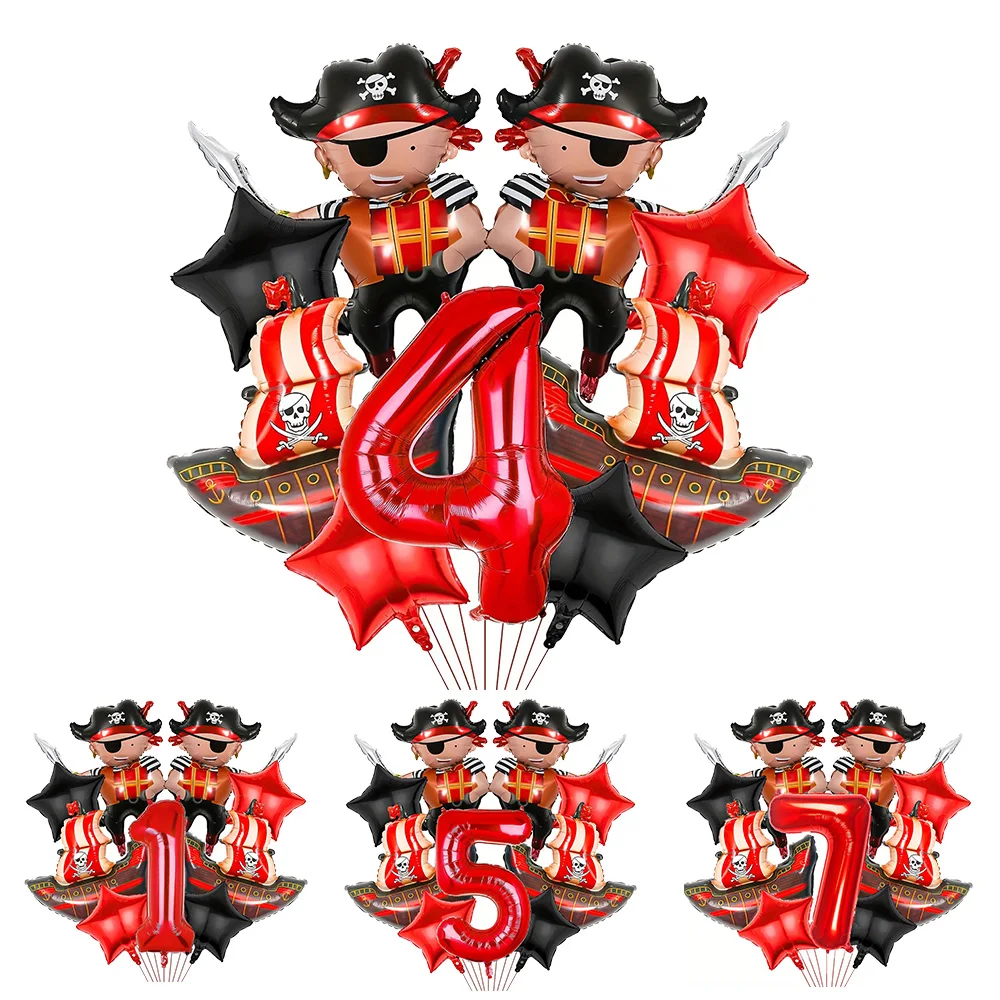 Piratenballon Nummer Ballon Set Piratenschiff Ballon Piraten Party Dekor Kinder Karibik Piraten Thema Geburtstag Party Dekoration Image