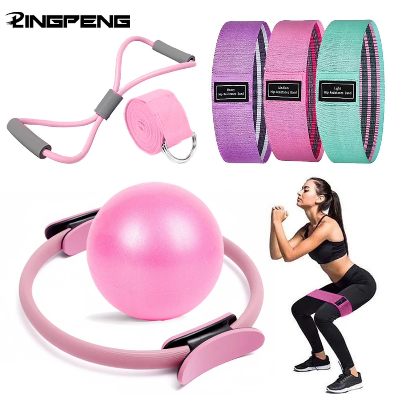 NEUE Pilates Ball Und Ring Set Pilates Fitness Ring Widerstand Band Übung Workout Fitness Ausrüstung Für Schwangerschaft Postpartale