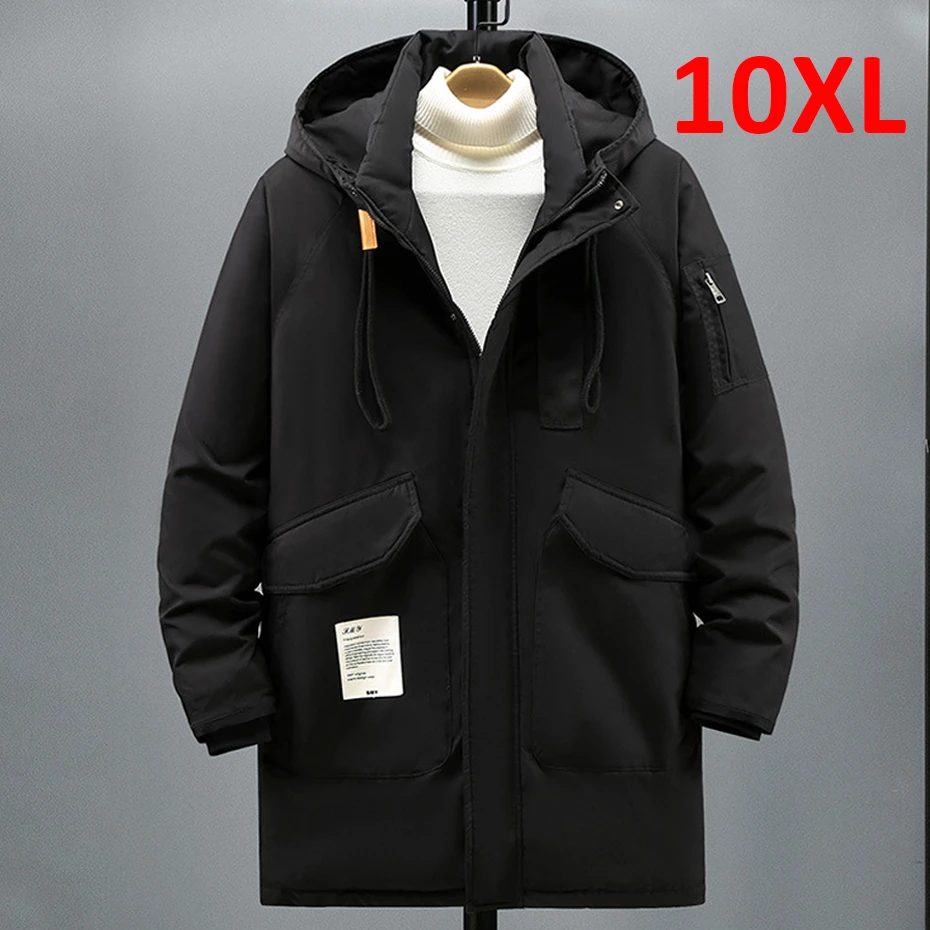 Plus Größe 10XL Parkas Männer Winter Dicke Jacke Mantel Mode Lässig Grün Parka Männlichen Schwarz Jacken Große Größe 10XL