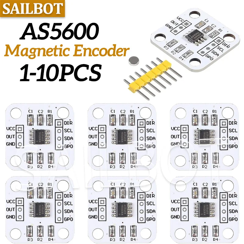 AS5600 Magnetischer Encoder 12bit 3,3 V Hochpräzises magnetisches Induktionswinkelmesssensormodul Image