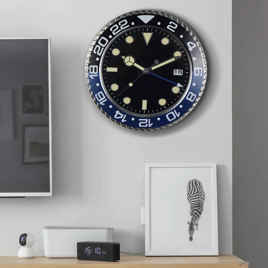 34 cm Luxus Kreative Wanduhr Moderne Metall Design Kunst Wanduhr Hause Große Digitale Leucht Schlafzimmer Dekoration Uhr