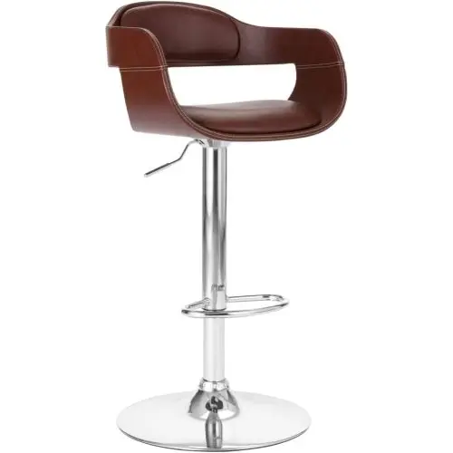 # Luxuriöser Barhocker aus Kunstleder mit Drehfunktion, verstellbarer Sitzfläche und Rückenlehne, Metallgestell, leichtgewichtig, für Zuhause Image
