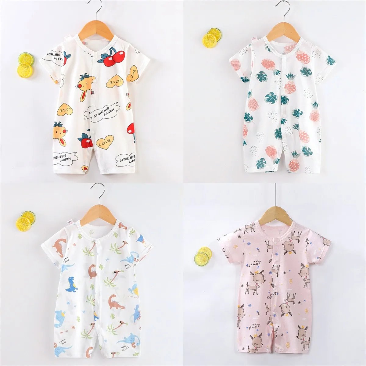 0-24month Baby Kleidung Sommer Kleinkind Overall Gedruckt Mode Nette Infantil Kostüm Baumwolle Kurzarm Klettern Kleidung Onesie Image