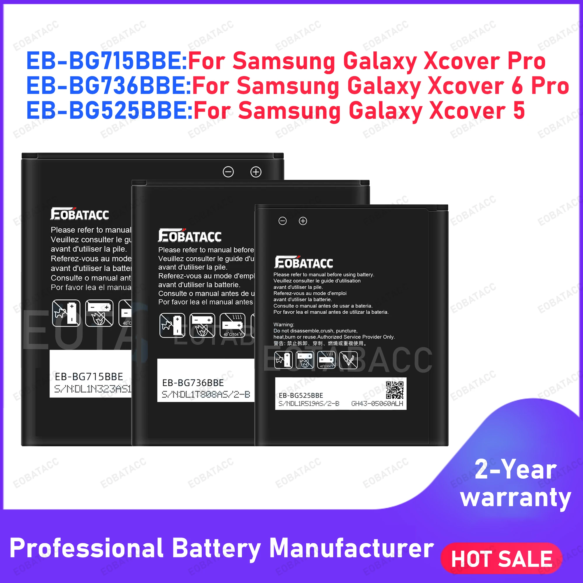 2026 Jahre brandneuer Akku EB-BG715BBE EB-BG736BBE EB-BG525BBE für Samsung Galaxy Xcover 5 Xcover Pro Xcover 6 Pro + kostenlose Tools Image