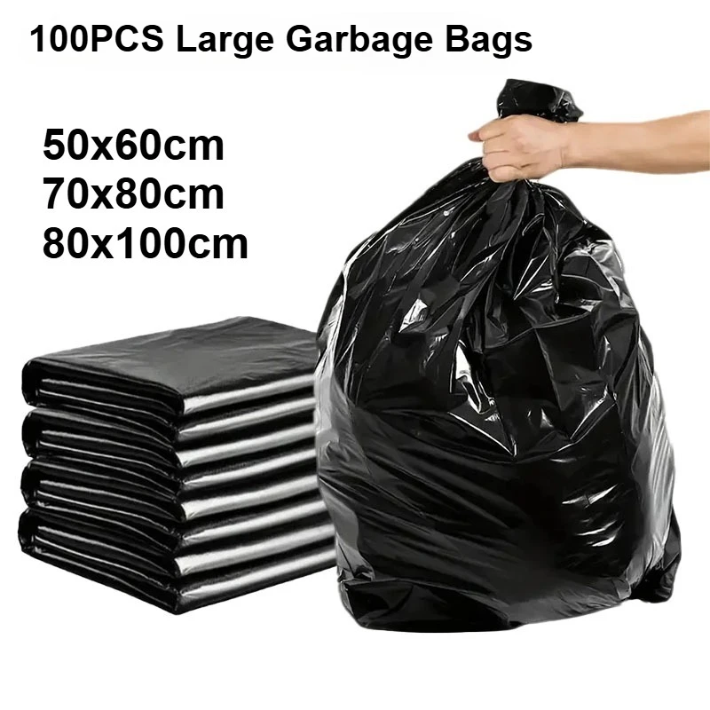 20/50/100PCS Verdickte Schwarz Große Kapazität Müll Taschen Küche Hotel Reinigung Übergroßen Einweg Müll Tasche