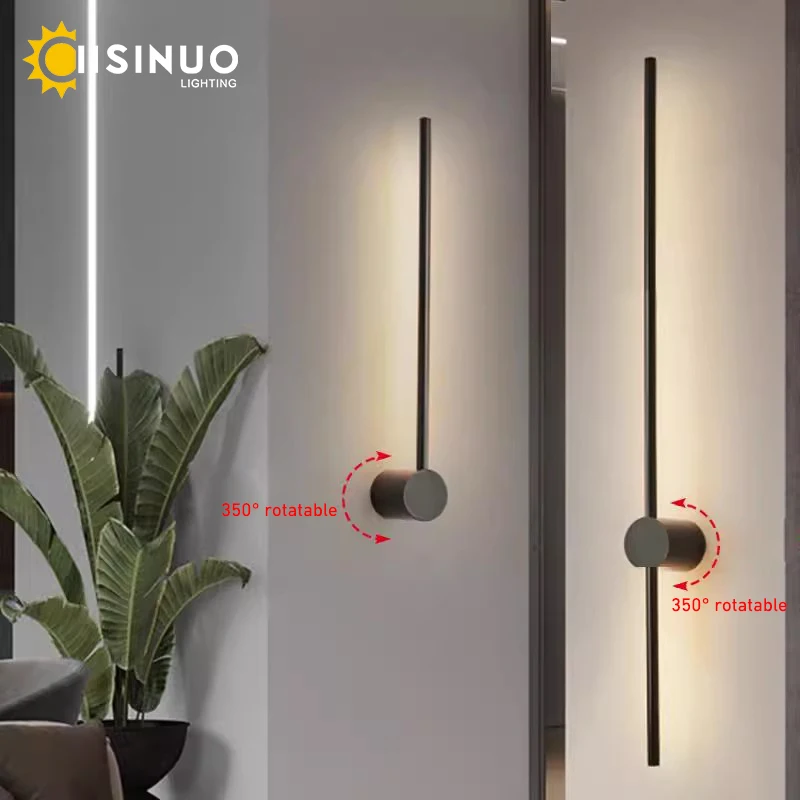 Nordische Minimalistische Lange Wandleuchte Moderne LED-Wandleuchte für Innenräume Wohnzimmer Schlafzimmer LED-Nachttischlampe Wohndekor-Beleuchtungskörper