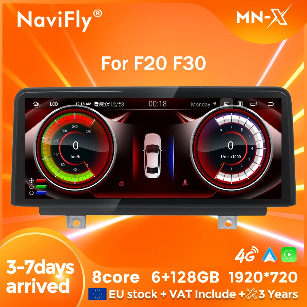 NaviFly Android 14 Auto CarPlay GPS Multimedia Player 4G + WiFi Für BMW 1/2 Serie F20 F21 F23 3/4 Serie F30 F31 F32 F33 F34 F36 Image