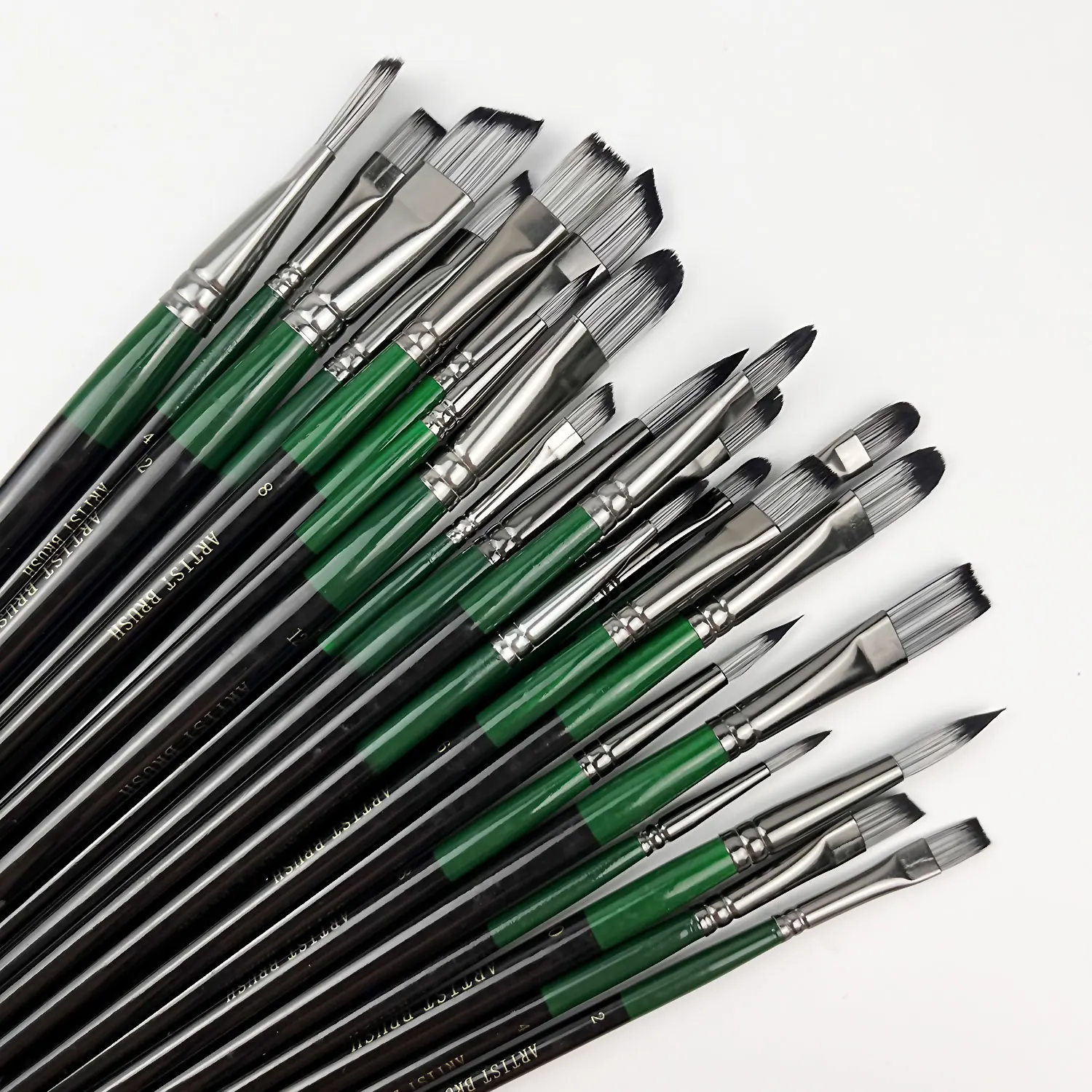 6/24-teiliges professionelles Künstler-Pinsel-Set – verschiedene Formen, einschließlich runden, Haselnuss, flachem, eckigem Detailpinsel für Öl Image