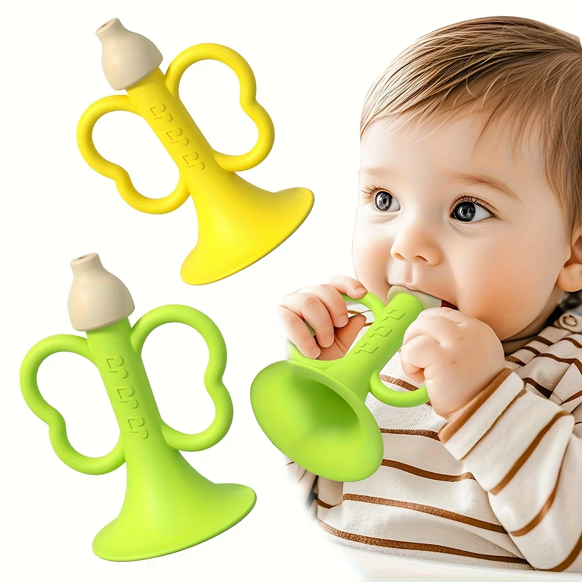 Baby-Beißhorn, sensorisches Spielzeug für Babyzähne, weiches Beißspielzeug, beruhigendes Zahnfleisch Ihres Babys durch mehrere sensorische Punkte Image