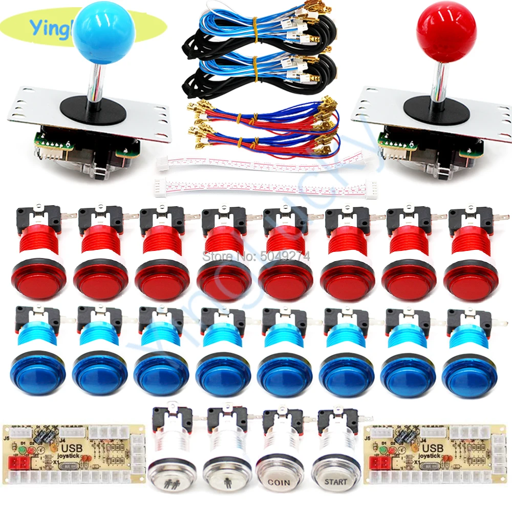DIY Null Verzögerung Arcade kit Arcade teile Bundles sanwa Joystick 12V led Arcade Push Tasten USB zu PC/Raspberry Pi Bord ps3 ps2