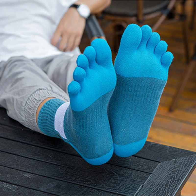 5 Paar Happy Toe Socken für Herren, Herbst und Winter, dicke Baumwolle, warm, schweißabsorbierend, Sport, 5-Finger-Socken, männliche Mode, hohe Qualität Image