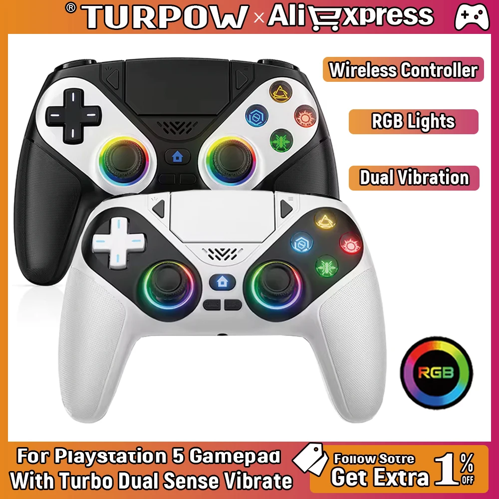 Gamepad für Playstation 5, kabelloser Controller, PS5-Konsole, Gaming-Controller mit Turbo Dual Sense Vibrationsprogrammierung Image
