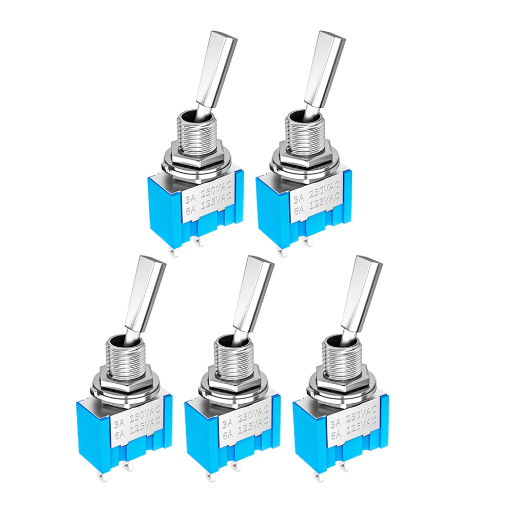 DaierTek 5PCS 2 Pin Mini Kippschalter SPST 2 Position ON OFF Flache Griff Rast Schalter Für Auto Lkw mit Solder Terminals Image