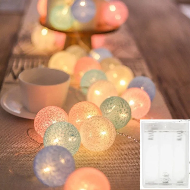 10/20/40 LED Baumwolle USB Kugeln String Weihnachten Lichterkette Neuheit Lampe Kette für Home Outdoor Girlande Hochzeit Party Dekoration