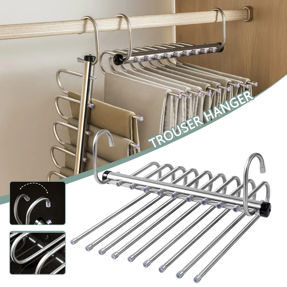 Edelstahl Hosen Kleiderbügel platzsparend 5/9 Tier Schrank Organizer für Jeans, Hose, Schal, Multi Kleider ständer in einem Stauraum