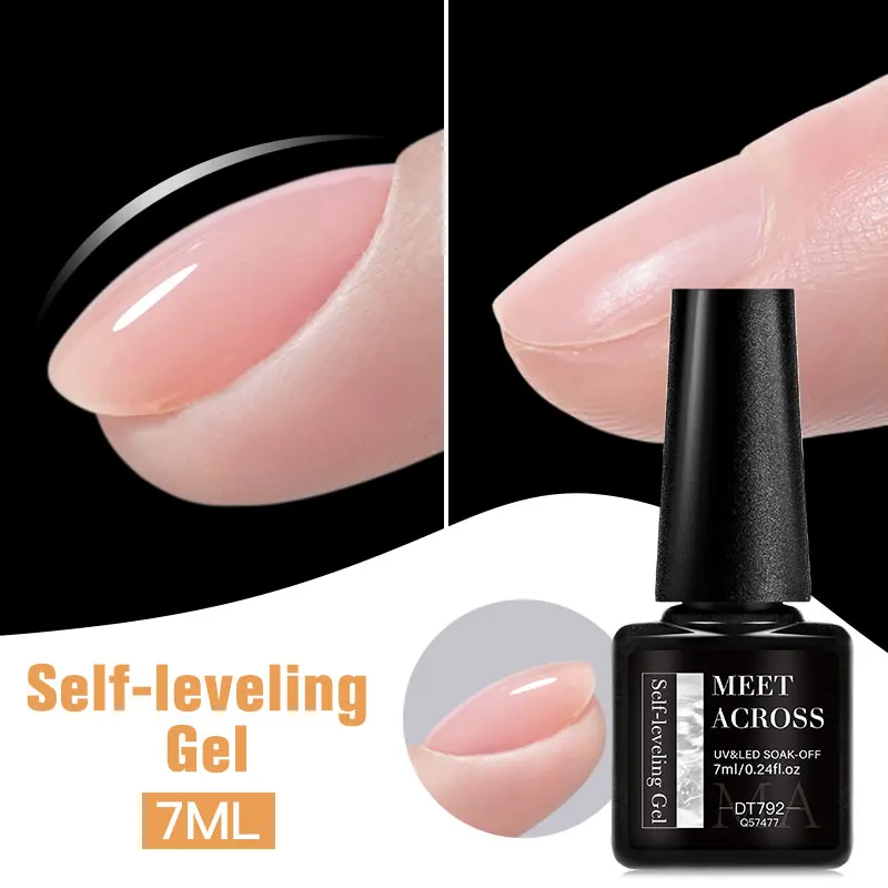 MEET ACROSS 7 ml selbstnivellierender Gel-Nagellack, starker Basisgel, verstärkter Gel-Lack, semi-permanentes UV-Soak-Off-Nagelkunstgel Image