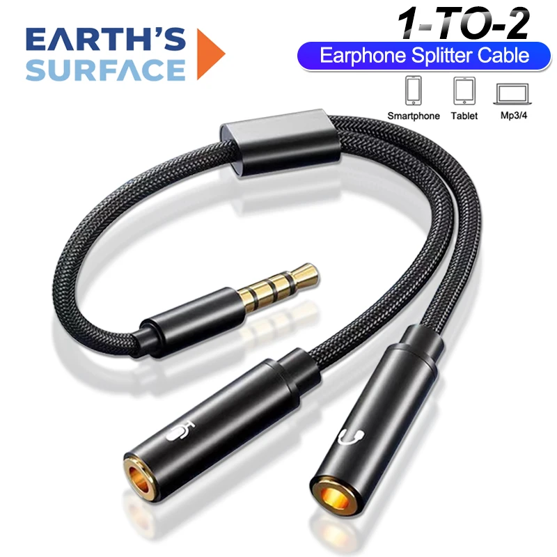 Kopfhörer-Splitter, Audiokabel, Adapter, Jack, 3,5 mm Stecker auf 2 Buchsen, Kopfhörer-Y-Splitter, Verlängerungskabel für Telefon, Laptop, PS5, MP3