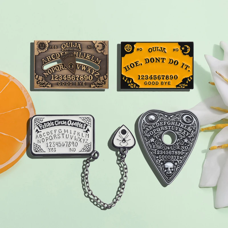 Ouija-Brett-Emaille-Anstecknadeln Ja oder Nein Sonne und Mondgeist, mystische Broschen, Anstecknadel, Halloween, Punk, Gothic-Schmuck, Geschenk für Freunde