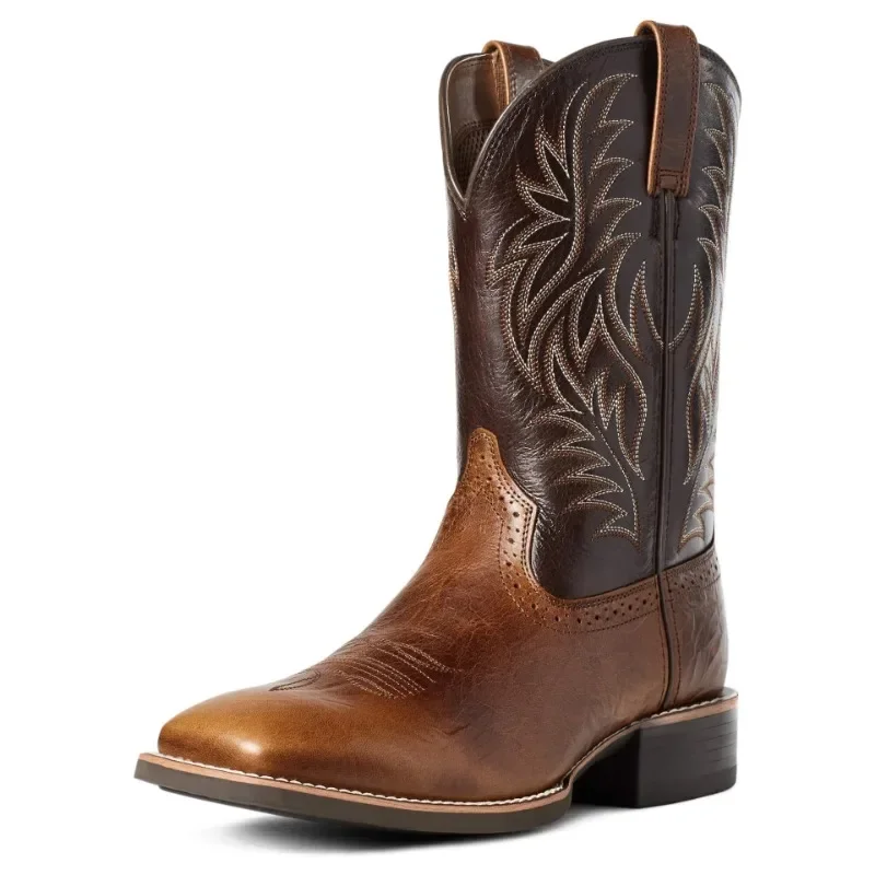 Männer Hohe Stiefel Stickerei Retro Handgemachte Herren Stiefel Western Cowboy Boot Spitz Stiefel Hand Nähen Outdoor männer Schuhe Image