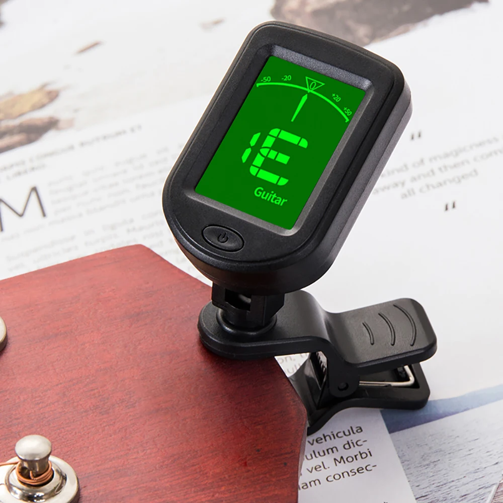 Clip-on Tuner T-02 Gitarren-Tuner Clip-on Chromatischer digitaler Tuner LCD-Display Mini-Tuner für Akustikgitarre Ukulele Violine Image